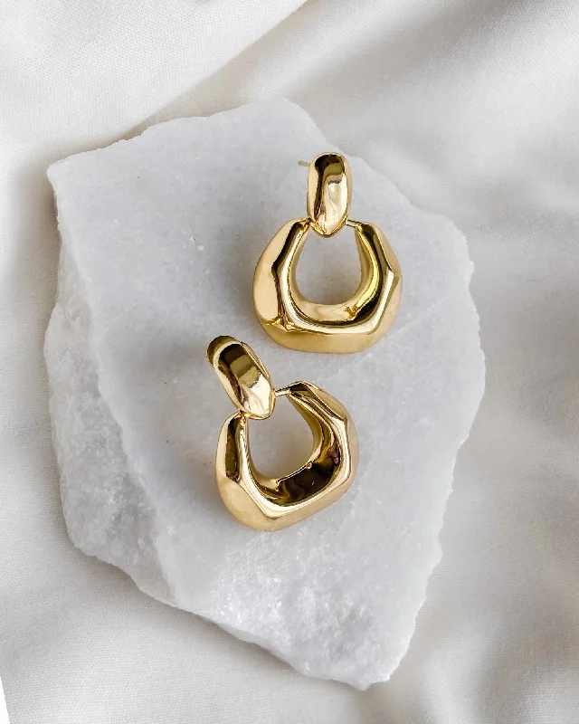 Ladies earrings sleek hoops -Knocker Earrings