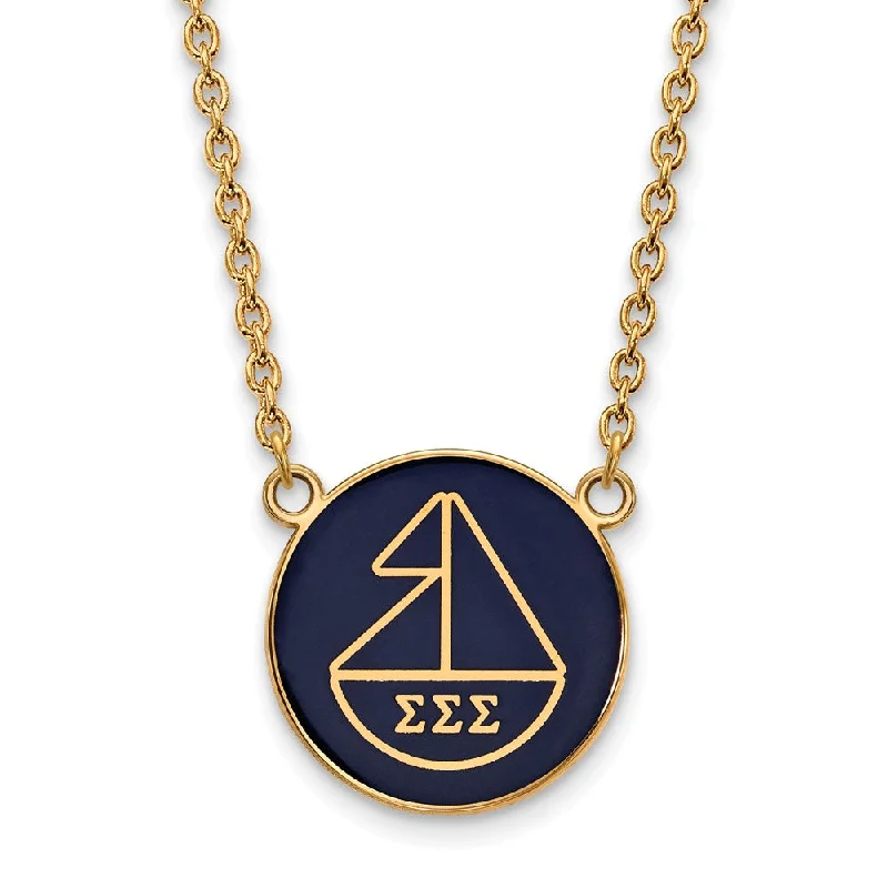 ladies-handmade-diamond-necklaces-14K Plated Silver Sigma Sigma Sigma Large Enamel Logo Necklace