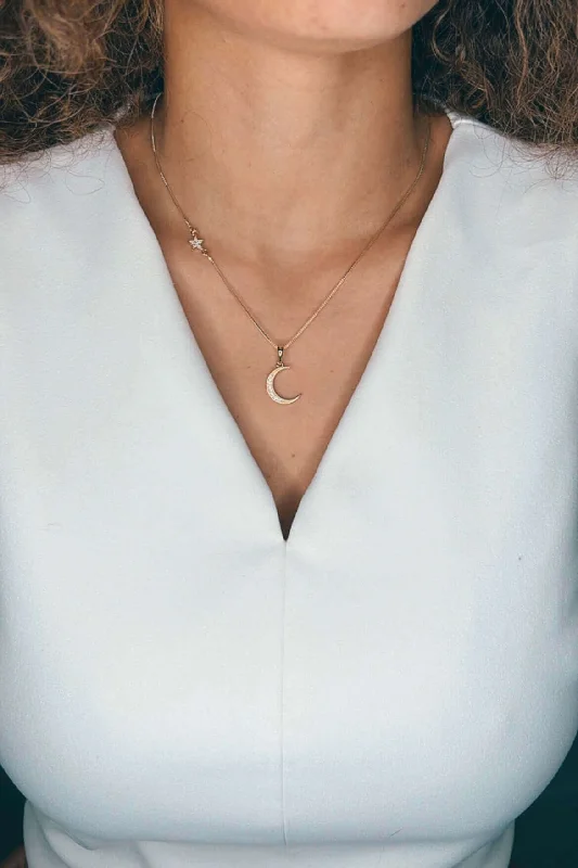 ladies-moon-silver-necklaces-Velani Moonstar Necklace