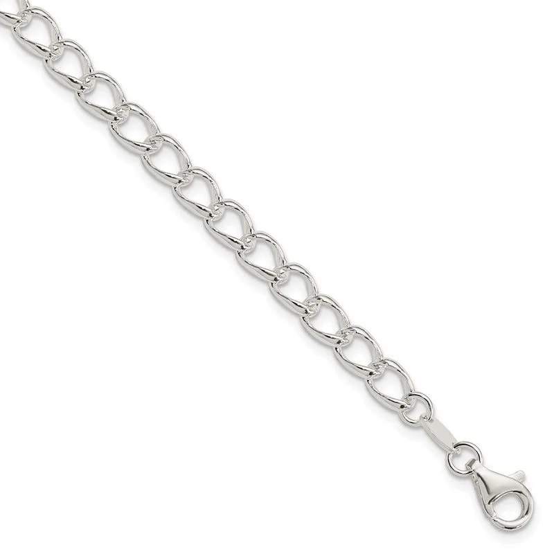 ladies-charm-rose-gold-bracelets-Sterling Silver 5.25mm Curb Chain Bracelet