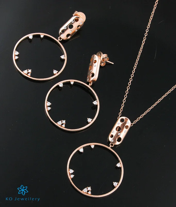 Ladies earrings for creators -The Avisa Silver Rosegold Necklace & Earrings