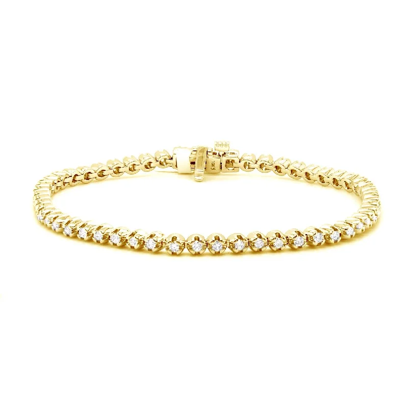 ladies-heart-tassel-bracelets-CLASSIC YELLOW GOLD TENNIS BRACELET WITH 56 DIAMONDS, 1.05 CT TW