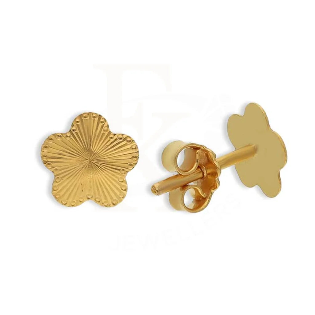 Ladies earrings for chefs -Gold Flower Shaped Stud Earrings 21KT - FKJERN21K3077