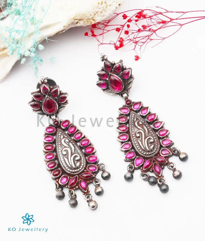 Ladies earrings for doctors -The Ketaki Silver Kempu Earrings