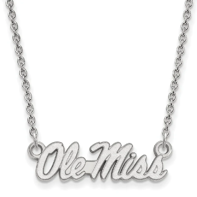 ladies-party-choker-necklaces-Sterling Silver U of Mississippi Small Ole Miss Script Necklace