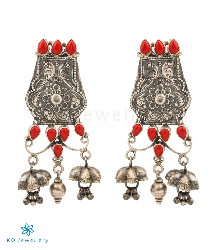 Ladies earrings for healers -The Madhu Antique Silver  Earrings