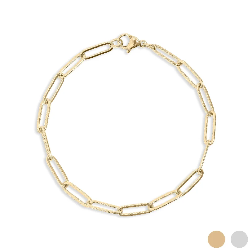 ladies-everyday-rose-gold-bracelets-18K Gold PVD Stainless Steel Paperclip Chain Bracelet / BRJ9083