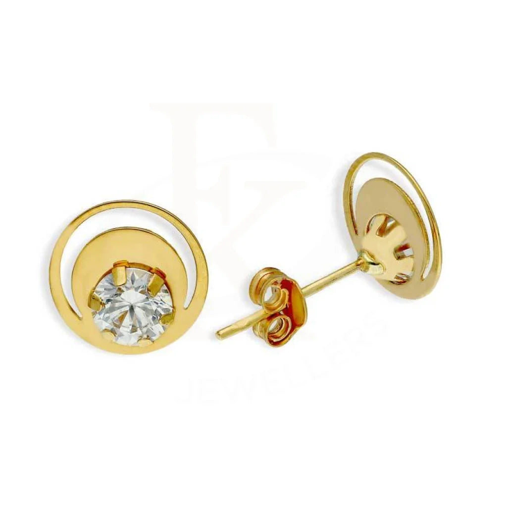 Ladies earrings with sphere drops -Gold Solitaire Stud Earrings 18KT - FKJERN18K2760