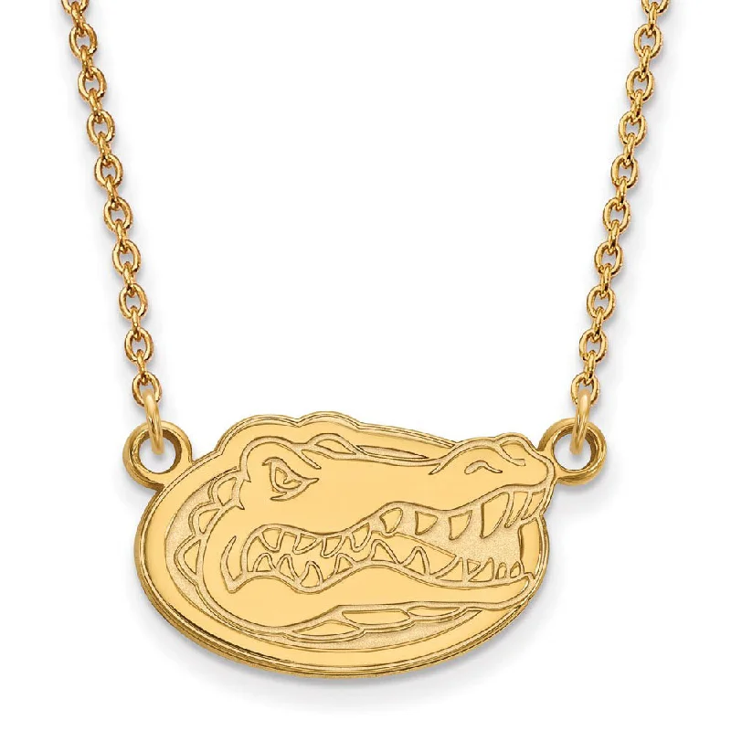 ladies-unique-diamond-necklaces-14k Gold Plated Silver U of Florida Small Gator Pendant Necklace