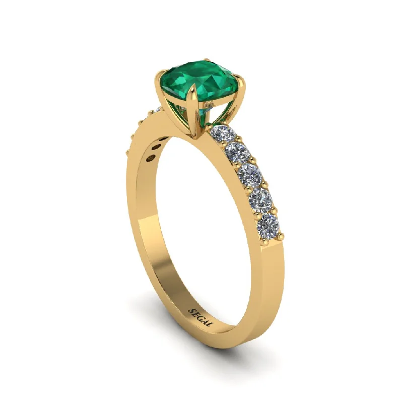 Ladies engagement rings unique brilliance -Cushion-Cut Emerald Classic Elegance Engagement Ring - Demi No. 4