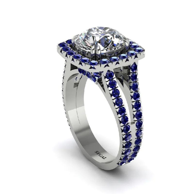 Ladies engagement rings tribal romance -Diamond Pave Split Shank Engagement Ring - Averie No. 63