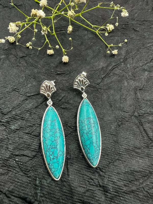 Ladies earrings for entrepreneurs -The Turquoise Silver Gemstone Earrings