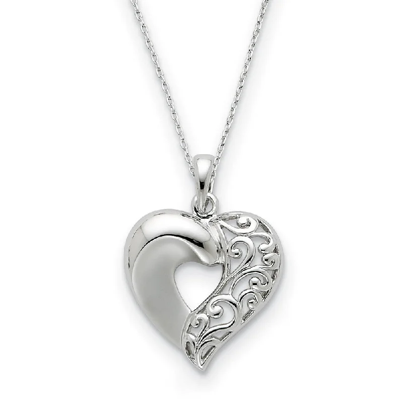 ladies-gold-pendant-necklaces-Rhodium Plated Sterling Silver Close To My Heart Necklace, 18 Inch