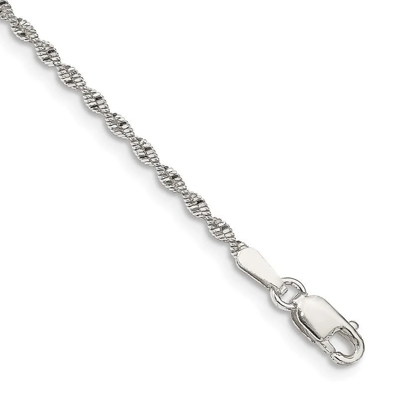 ladies-statement-diamond-bracelets-Sterling Silver 1.65mm Twisted Herringbone Chain Bracelet