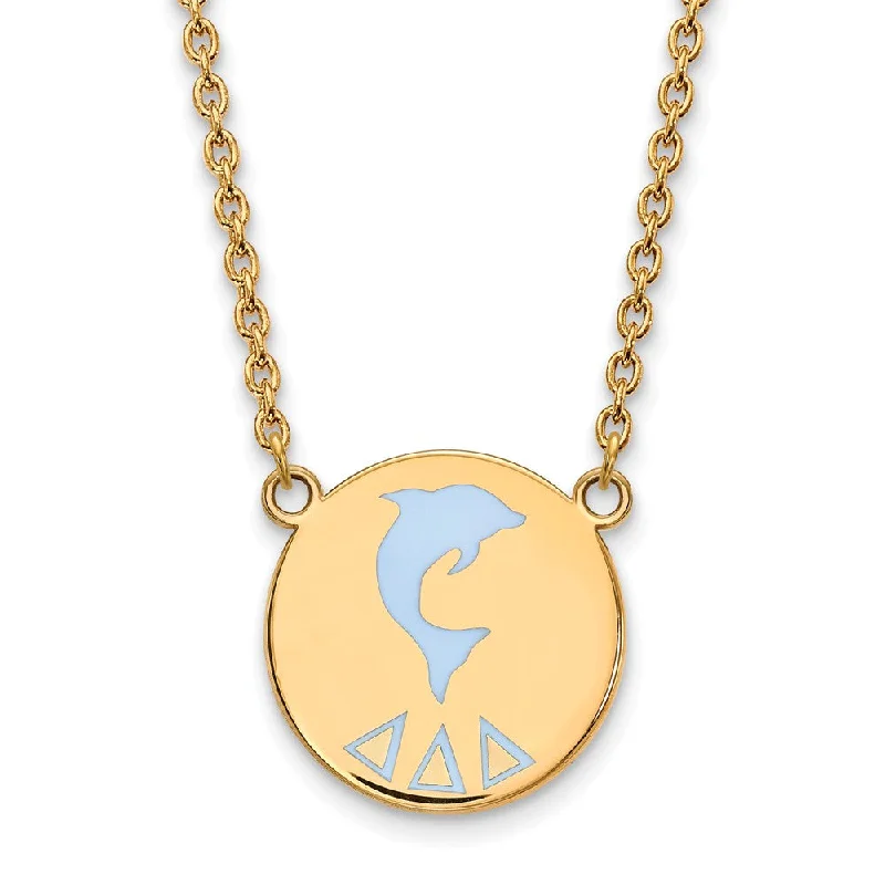 ladies-gold-charm-necklaces-14K Plated Silver Delta Delta Delta Large Enamel Necklace