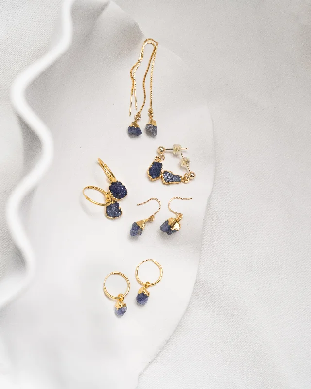 Ladies earrings with gold sunstone -December | Tanzanite Earrings