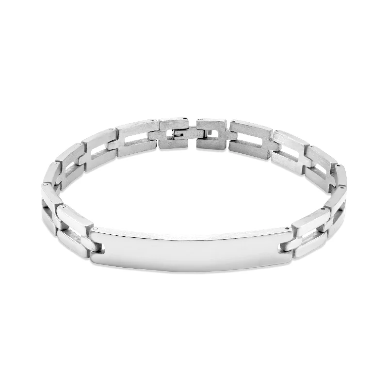 ladies-charm-pearl-bracelets-Engravable Stainless Steel Bracelet / BRJ9003