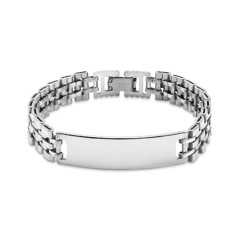 ladies-gift-diamond-bracelets-Stainless Steel Engravable ID Bracelet / BRJ2600