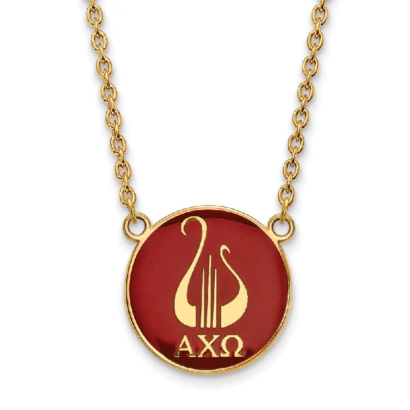 ladies-moon-rose-gold-necklaces-14K Plated Silver Alpha Chi Omega Large Enamel Logo Necklace