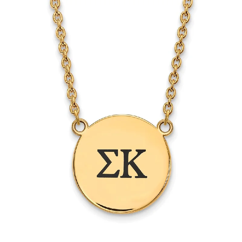 ladies-gift-rose-gold-necklaces-14K Plated Silver Sigma Kappa Large Enamel Greek Letters Necklace