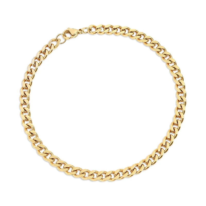 ladies-fashion-rose-gold-bracelets-18K Gold PVD Stainless Steel Diamond Cut Curb Chain Bracelet / BRJ9098