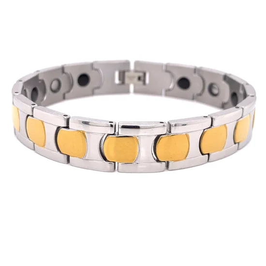 ladies-unique-rose-gold-bracelets-Stainless Steel & Gold PVD Coated Magnetic Bracelet / MBS0030