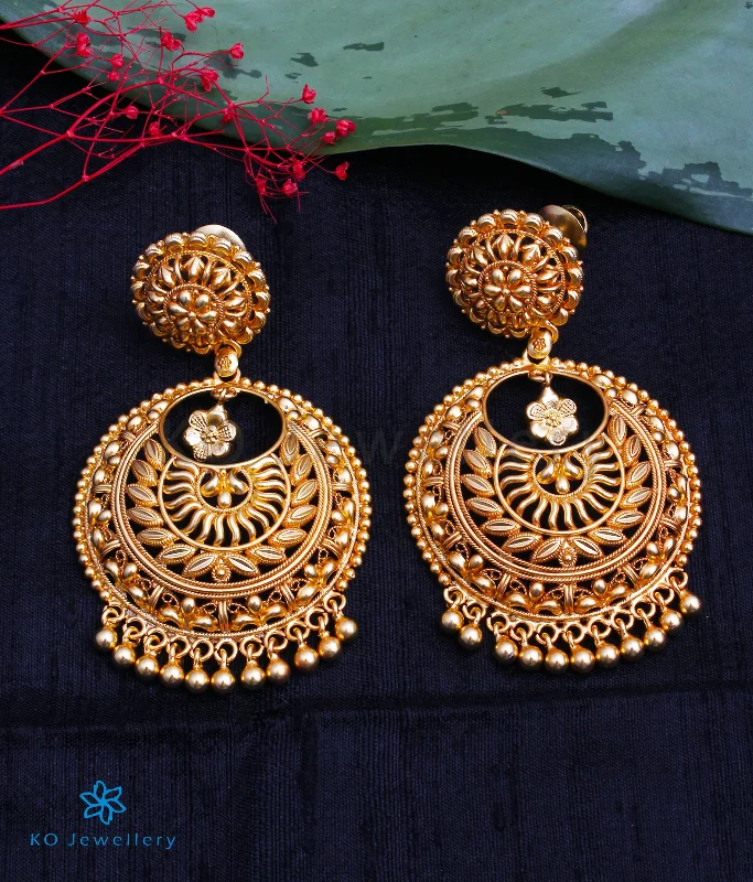 Ladies earrings with orbit charms -The Kritika Silver Chand-Bali Earrings