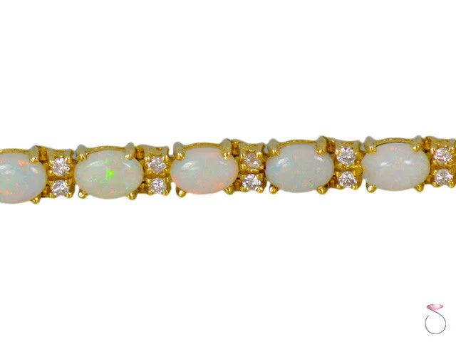 ladies-artisan-rose-gold-bracelets-Fire Opal Diamond 1.00ctw Tennis Bracelet 6.5in in 14K