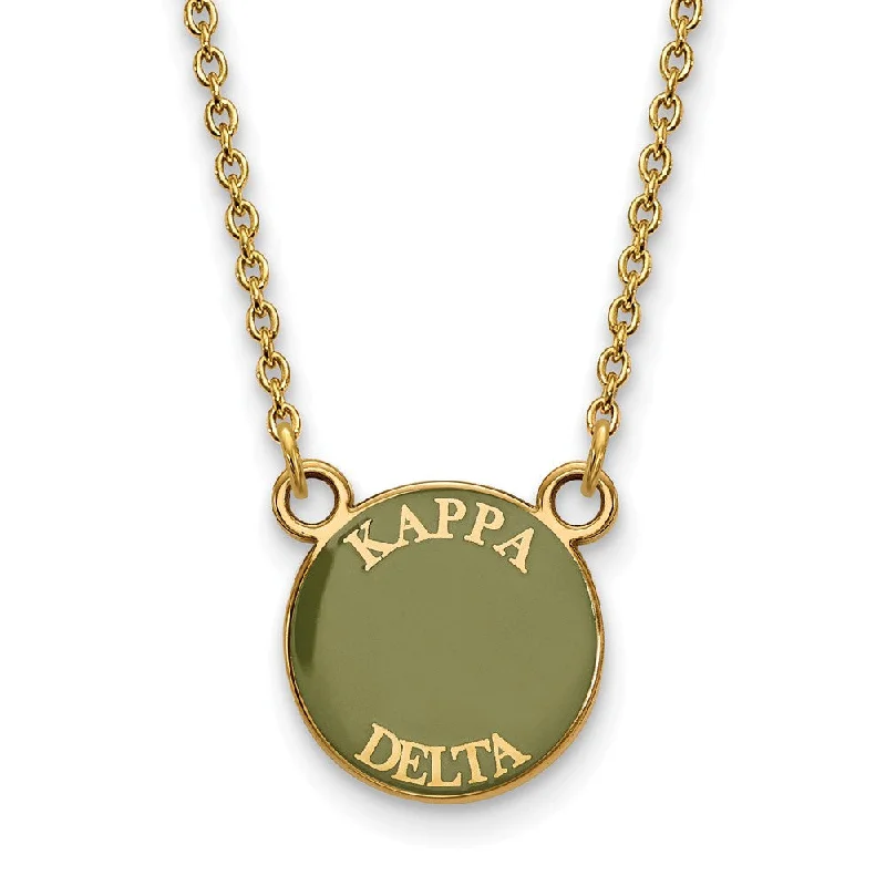 ladies-bridal-diamond-necklaces-14K Plated Silver Kappa Delta Small Enamel Disc Necklace