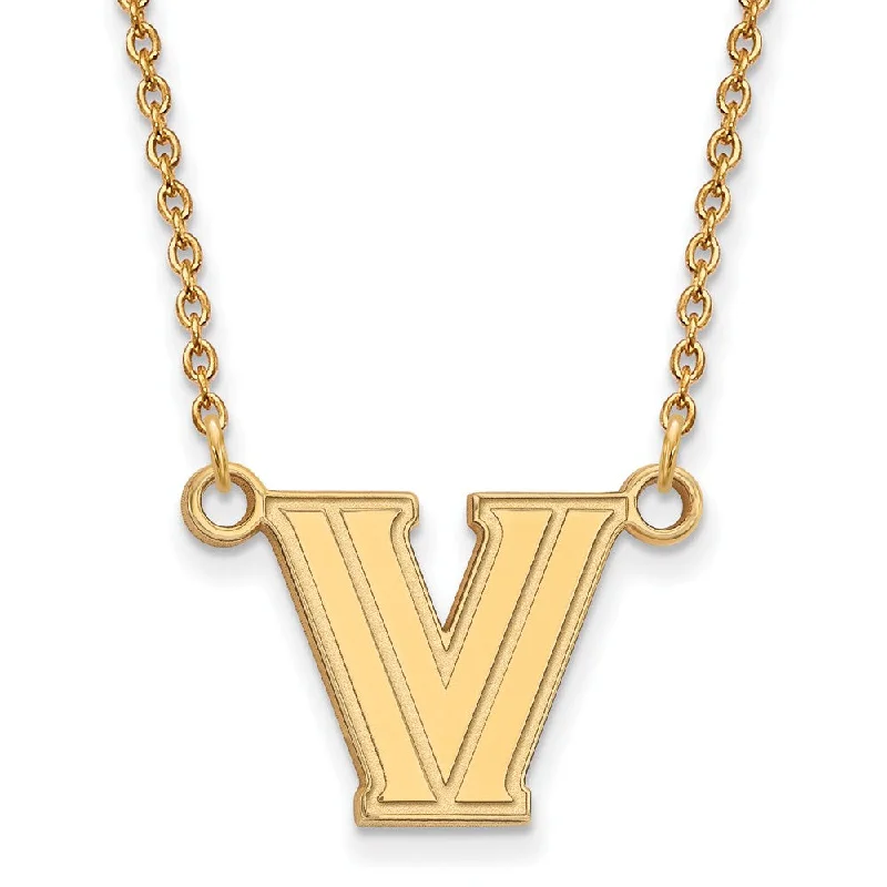 ladies-crystal-layered-necklaces-14k Gold Plated Silver Villanova U Small Pendant Necklace