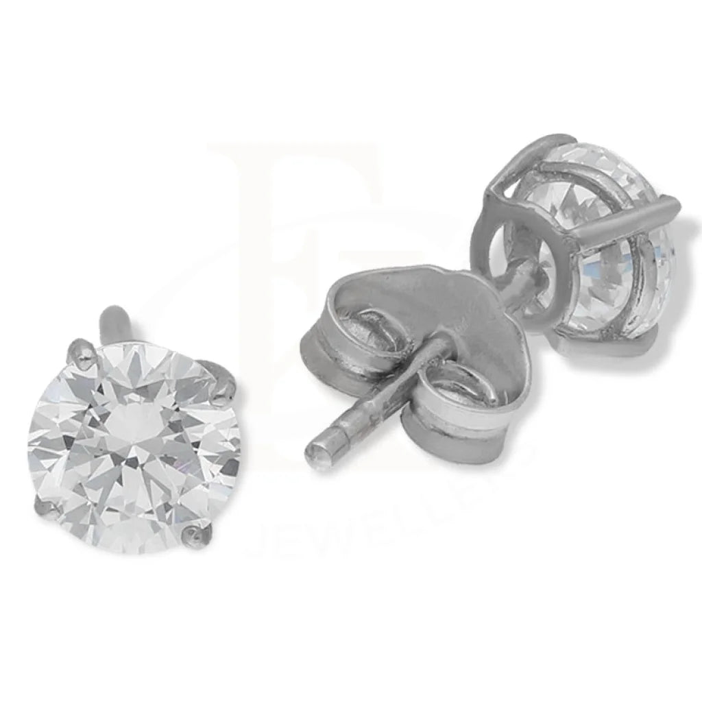 Ladies earrings for doctors -Sterling Silver 925 Round Shaped Solitaire Stud Earrings - FKJERNSL3140