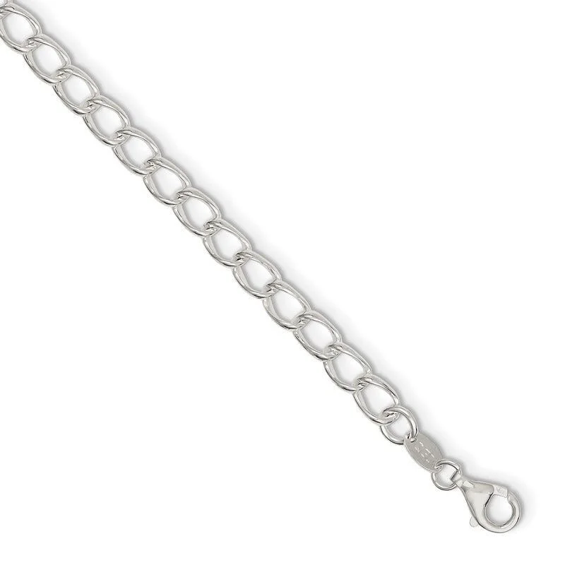 ladies-silver-chain-bracelets-Sterling Silver 5.25mm Curb Chain Bracelet