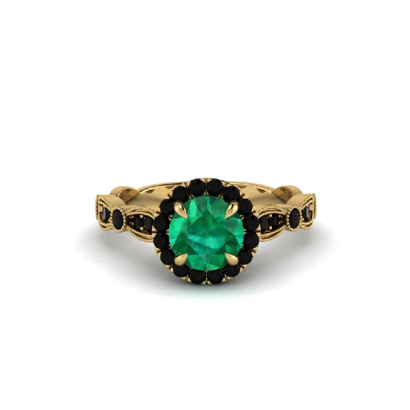 Ladies engagement rings for runway romance -Round Cut Emerald Radiant Eternity Engagement Ring - Kamryn No. 34