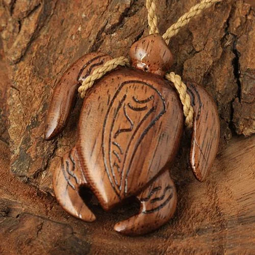 ladies-ethnic-diamond-necklaces-Koa Wood Turtle Necklace