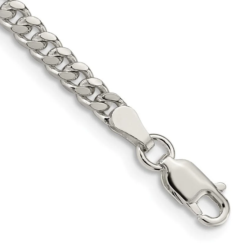 ladies-trendy-silver-bracelets-Sterling Silver 3.25mm Domed Curb Chain Bracelet