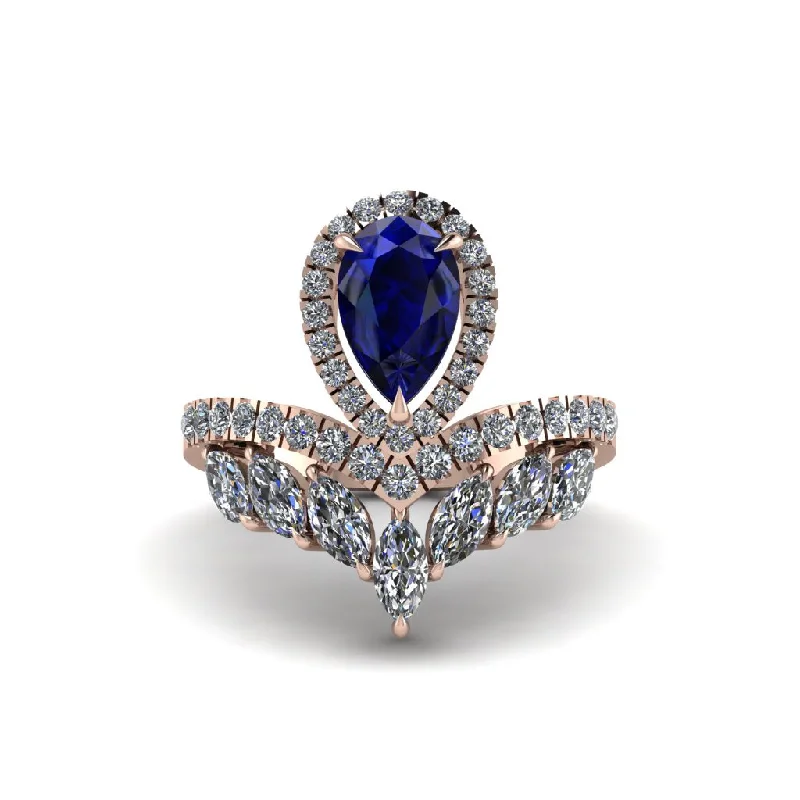 Ladies engagement rings with honey diamonds -Sapphire Crown Radiance Engagement Ring - Aviana No. 14