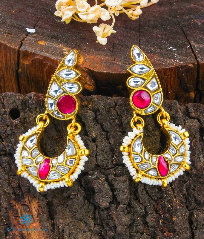 Ladies earrings allergy-free metal -The Ada Silver Chand Bali Earrings