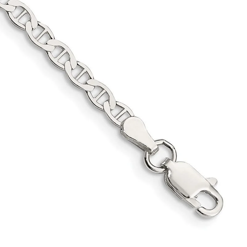 ladies-everyday-pearl-bracelets-Sterling Silver 3.1mm Flat Anchor Chain Bracelet