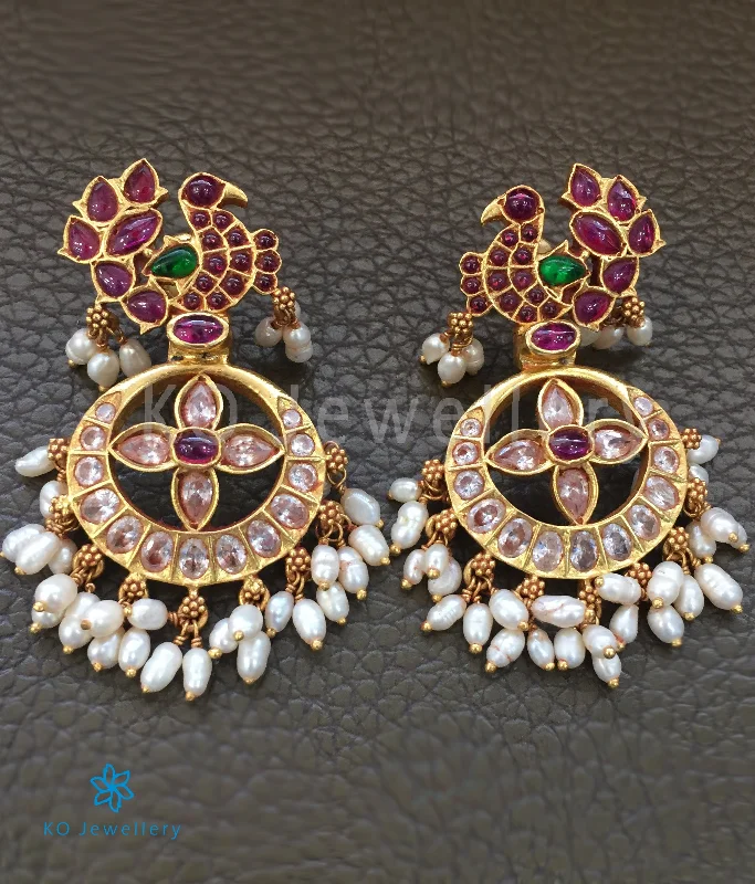 Ladies earrings with streak charms -The Mayukhi Silver Swan Earrings