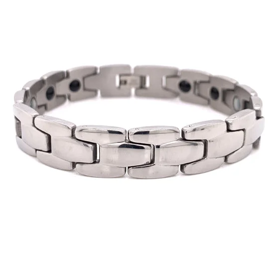 ladies-artisan-cuff-bracelets-Stainless Steel Magnetic Bracelet / MBS0010