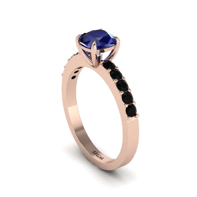 Ladies engagement rings with forest diamonds -Cushion-Cut Sapphire Classic Elegance Engagement Ring - Demi No. 44