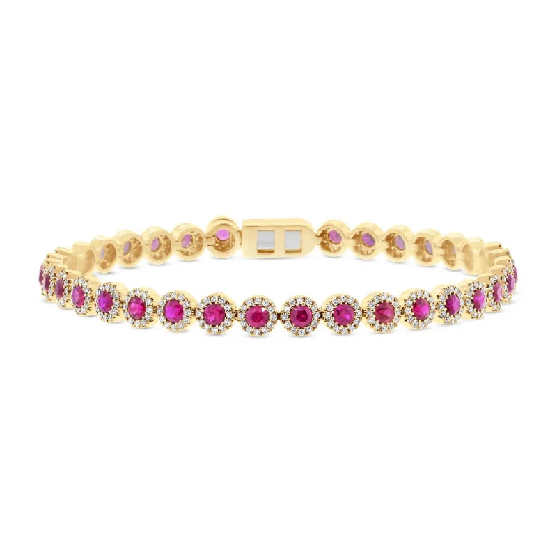 ladies-sterling-silver-heart-bracelets-14K Yellow Gold Ruby and Diamond Tennis Bracelet