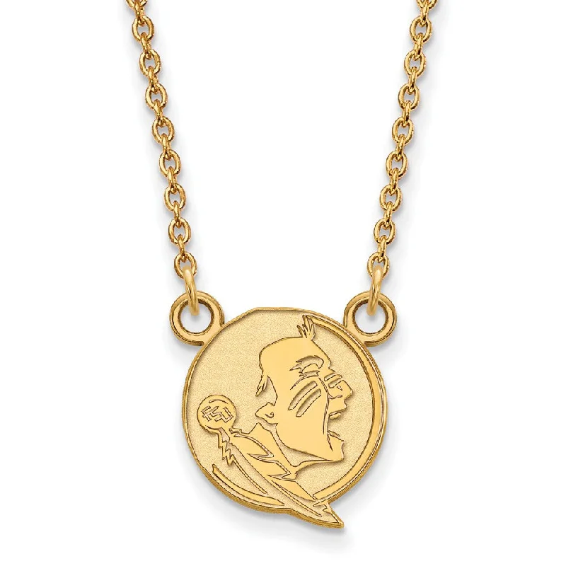 ladies-classic-gold-necklaces-14k Gold Plated Silver Florida State Sm Seminole Pendant Necklace