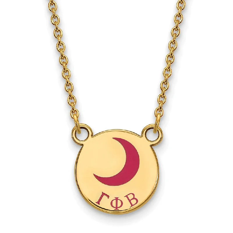 ladies-affordable-silver-necklaces-14K Plated Silver Gamma Phi Beta Small Enamel Necklace