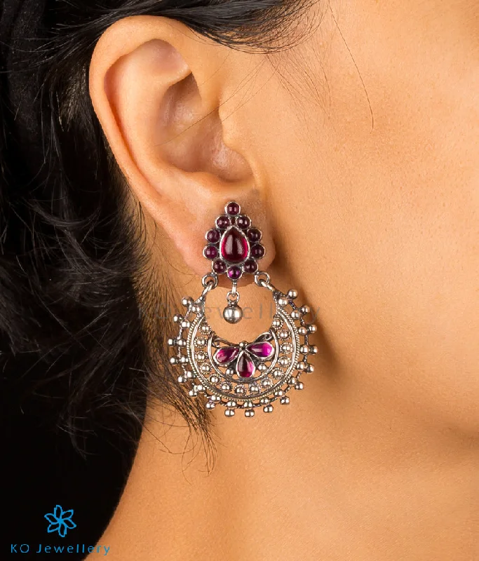 Ladies earrings for seminars -The Abhita Silver Chand Bali Earrings (Oxidised)