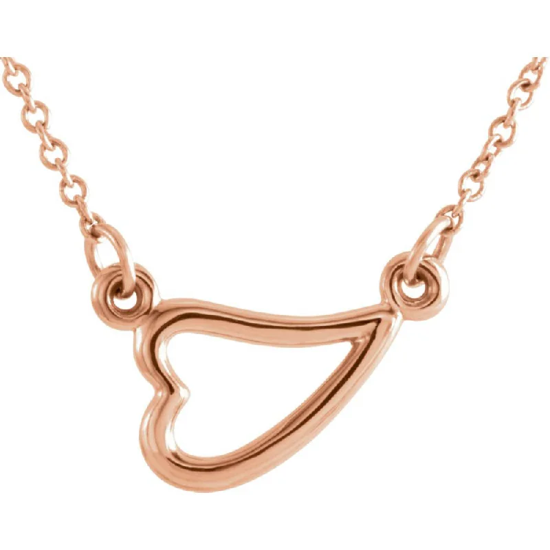 ladies-modern-pendant-necklaces-14k Yellow, White or Rose Gold Small Sideways Heart Necklace, 16-18 In