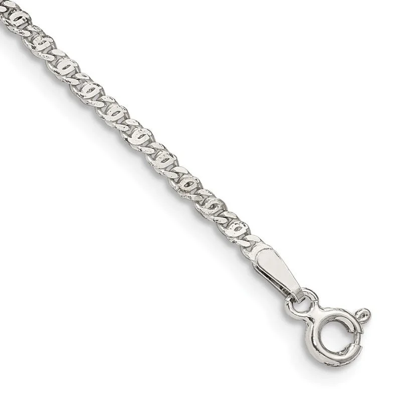 ladies-unique-rose-gold-bracelets-Sterling Silver 2mm Fancy Anchor Pendant Chain Bracelet