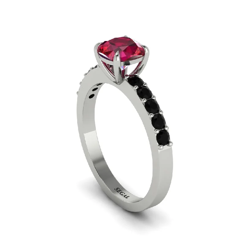 Ladies engagement rings for maverick love -Cushion-Cut Ruby Classic Elegance Engagement Ring - Demi No. 42