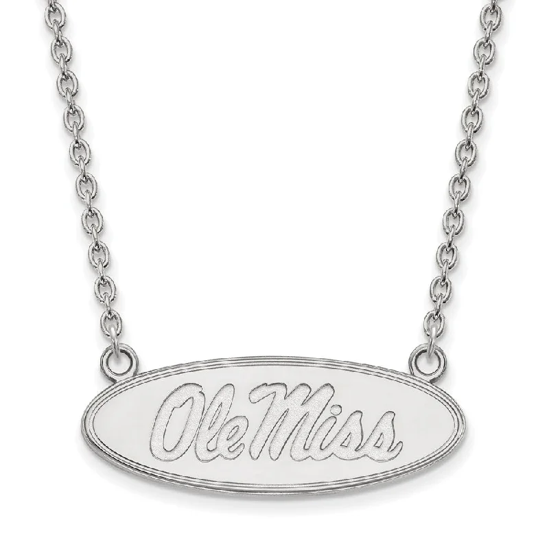 ladies-gemstone-pearl-necklaces-Sterling Silver U of Mississippi Ole Miss Disc Pendant Necklace