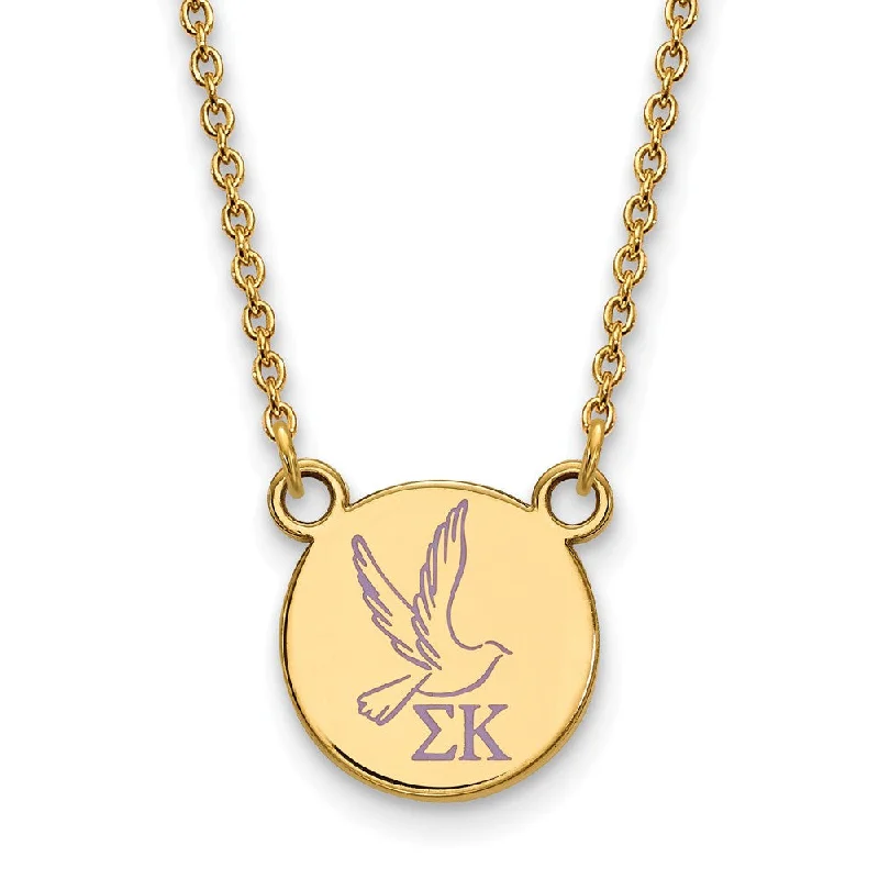 ladies-affordable-pearl-necklaces-14K Plated Silver Sigma Kappa Small Enamel Necklace